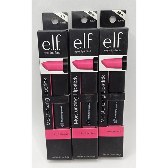 e.l.f. Moisturizing Lipstick -Flirty & Fabulous Lot Of 3 NIB 0.11oz Each 82636 - Picture 1 of 2